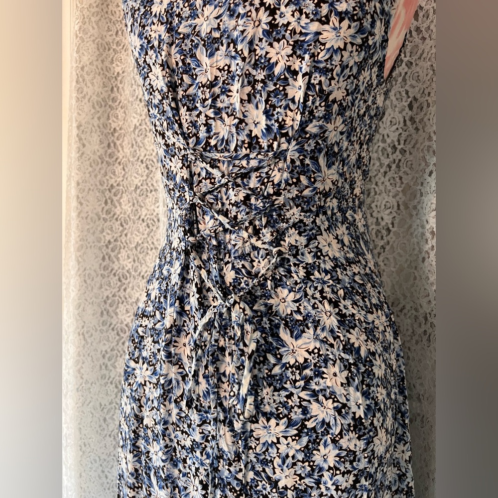 Vintage 90s All That Jazz Dress 8 Midi Cottage Coquette Sleeveless Floral Whims